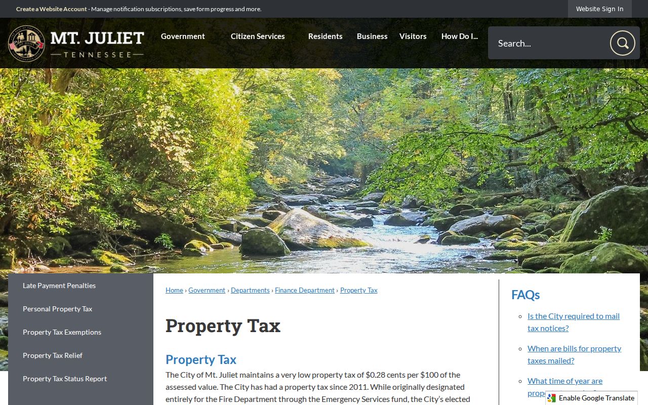 Mount Juliet people search source for city property tax records