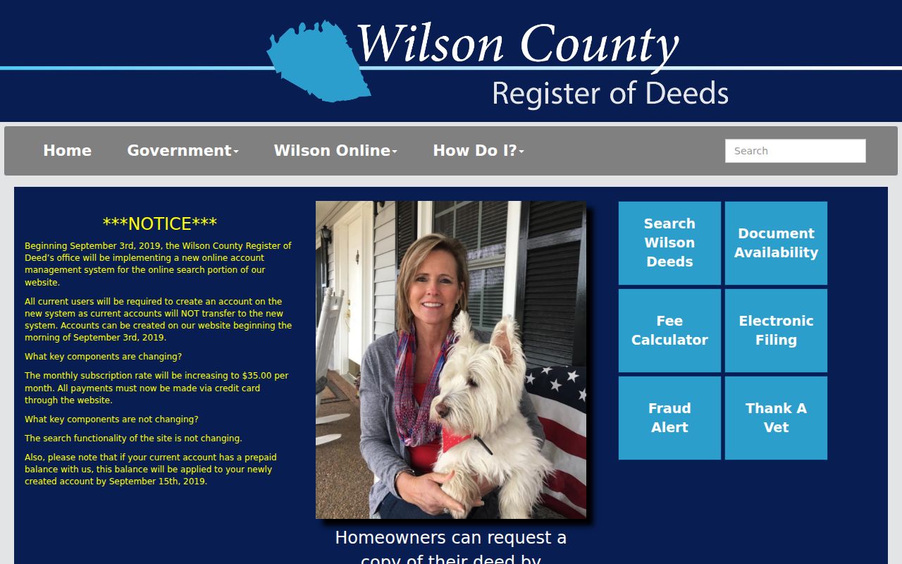 Mount Juliet people search entry to Wilson County deed records