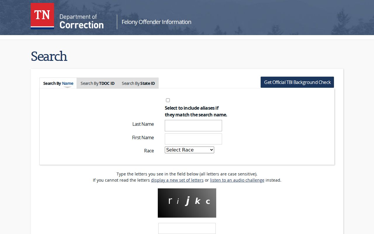 Mount Juliet public records felony offender lookup fields