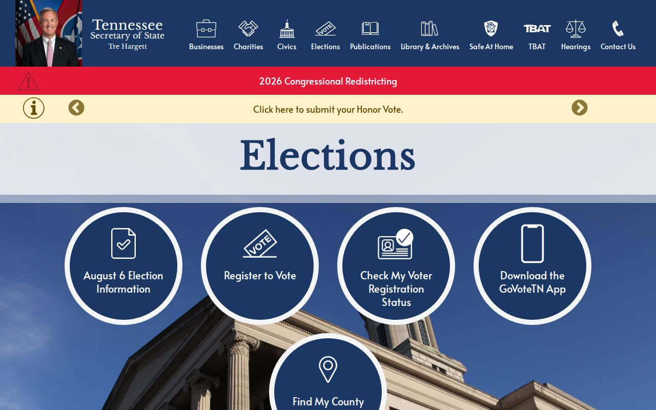 Mount Juliet voter resources from Tennessee Division of Elections