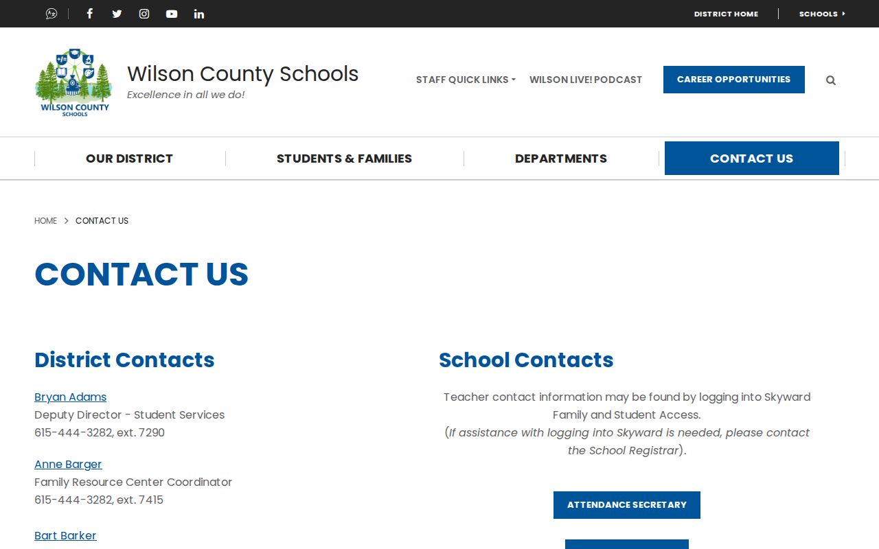 Mount Juliet people directories Wilson County Schools contacts
