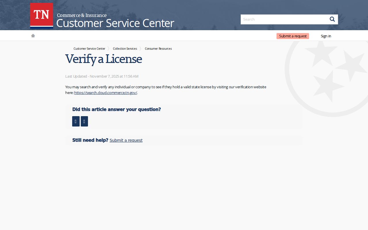 Mount Juliet people directories license verification instructions