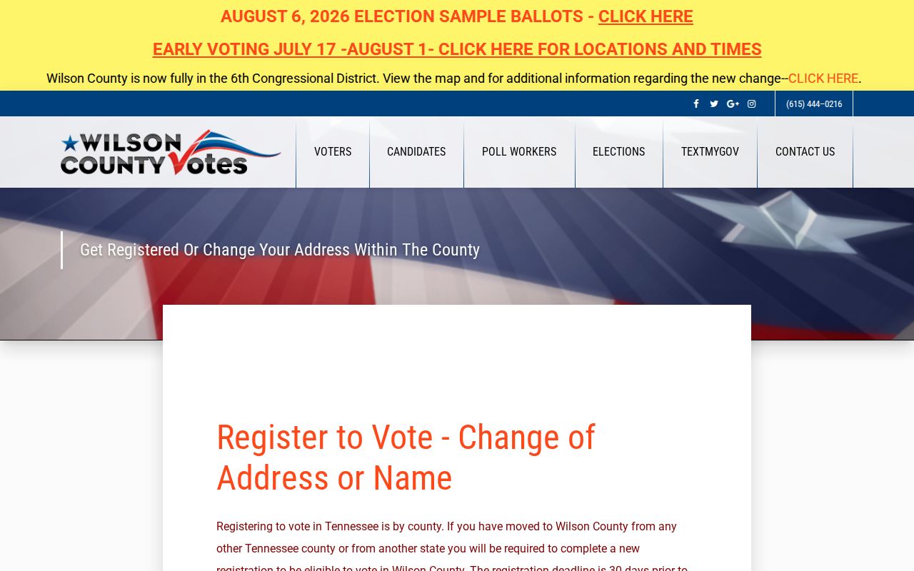 Mount Juliet voter records and Wilson County address update options