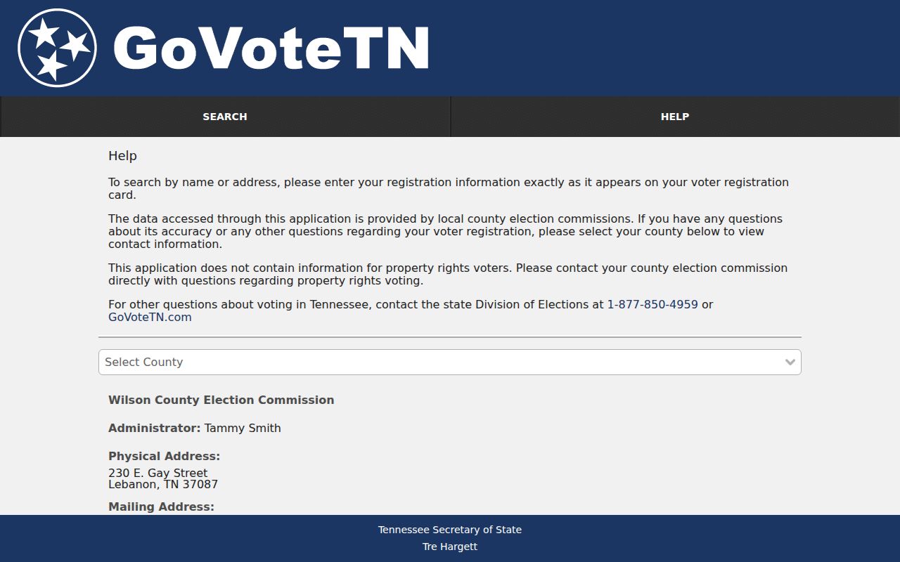 Mount Juliet voter lookup help for Wilson County
