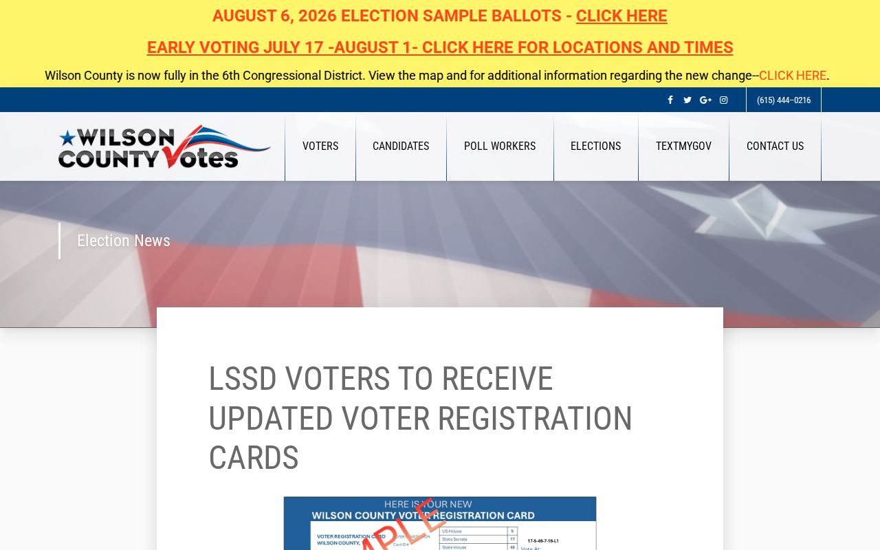 Mount Juliet voter card update notice from Wilson County